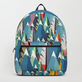 Mountains and Spruces Pattern Backpack | Typography, Pine, Vector, Abstract, Digital, Winter, Mountains, Adventure, Nature, Explore 