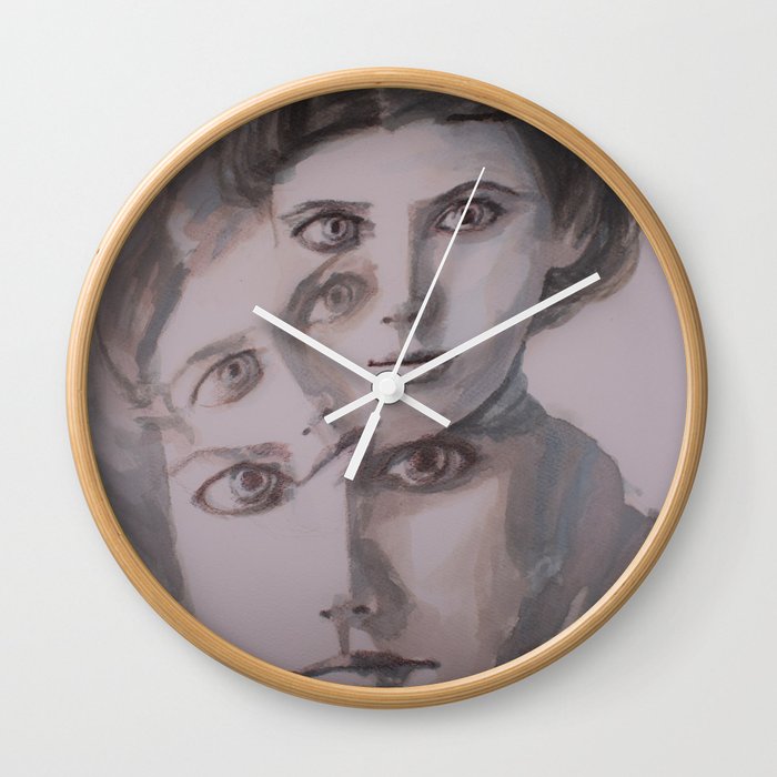 watercolor portrait of the Spirits in Her Head Wall Clock