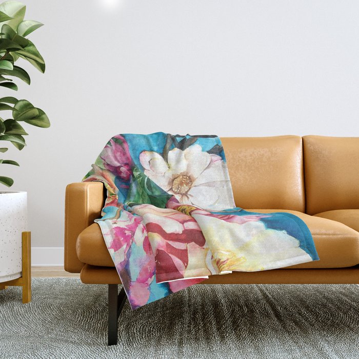 Tropical Floral I Throw Blanket