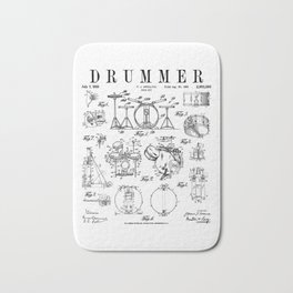 Drum Set Kit Vintage Patent Drummer Drawing Print Bath Mat | Uspatent, Drummers, Musical, Patentimage, Vintagepatent, Patent, Drum, Blueprint, Music, Instrument 
