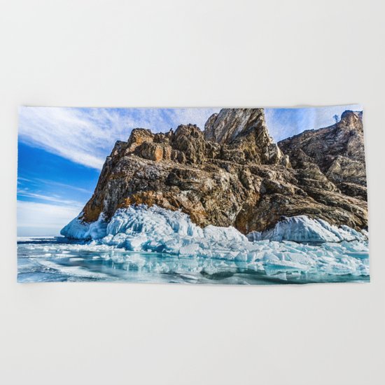 Sleeping dragon. Lake Baikal, island Olkhon Beach Towel