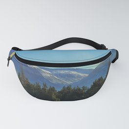 Scottish Pine Forest's Winter Cairngorm Mountain Range View in Expressive Fanny Pack