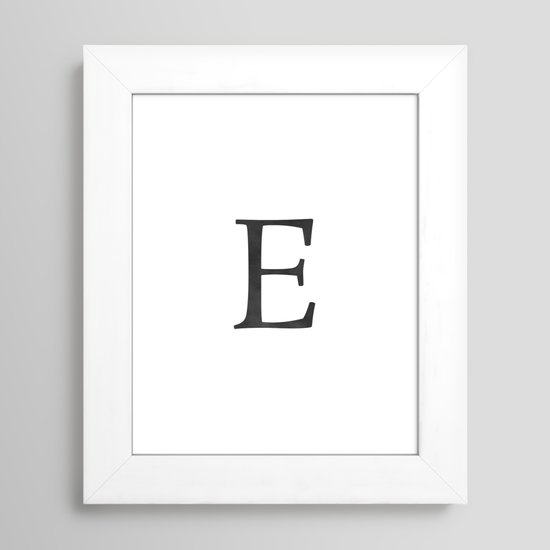 letter e initial monogram black and white framed art print by simple luxe by nature magick society6