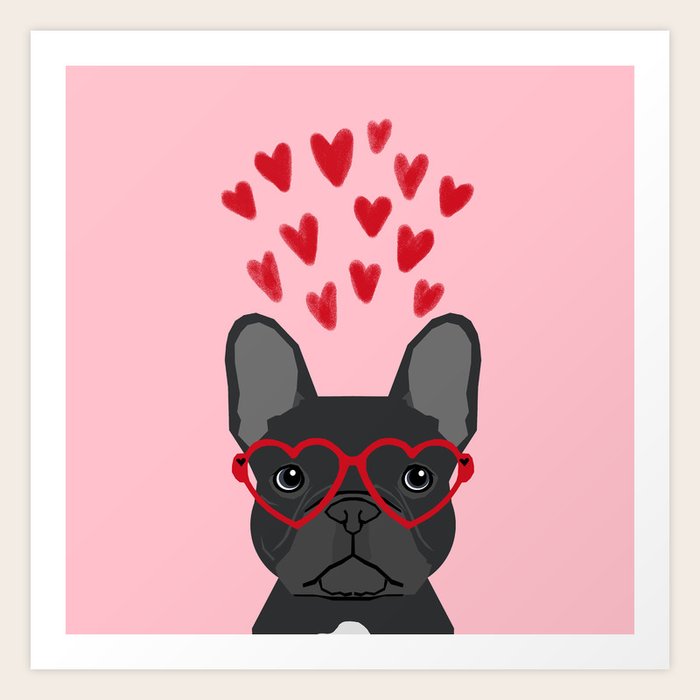 Download French Bulldog head valentines day love hearts dog breed ...