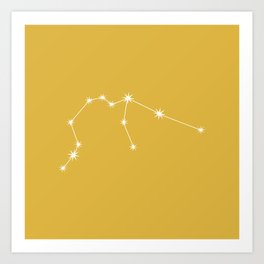 AQUARIUS Golden Yellow – Zodiac Astrology Star Constellation Art Print