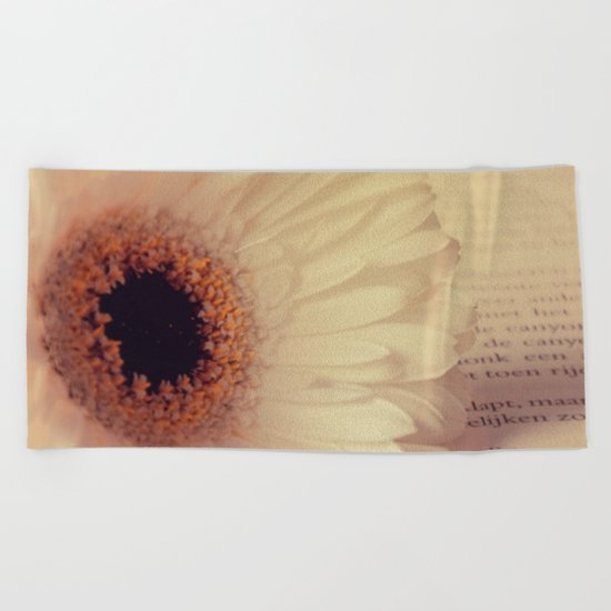 White Gerbera Daisy Beach Towel