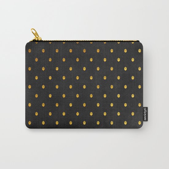 AUTUMN - gold acorns on chalkboard background Carry-All Pouch