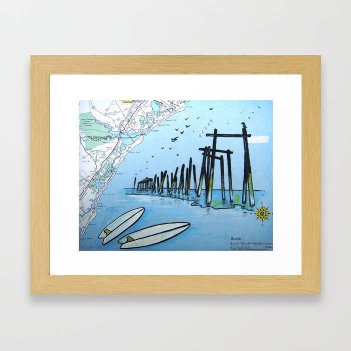 South End Surf - 59th Street Pier Framed Art Print