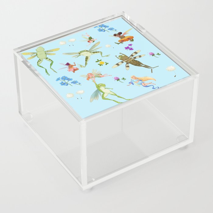 Faeries and flying frogs | light blue Acrylic Box