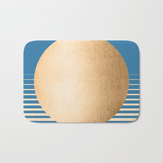 Sun Gradient - Orange Sherbet Shimmer on Saltwater Taffy Teal Bath Mat