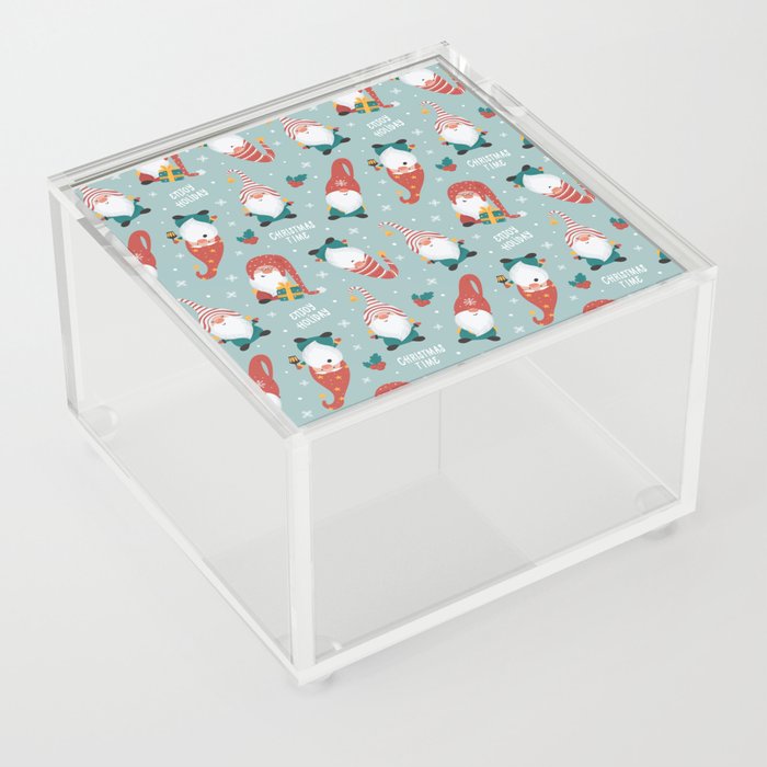 Christmas gnomes pattern Acrylic Box