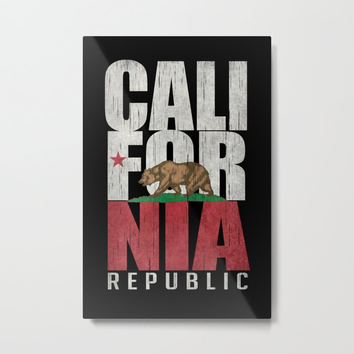 Cali Bear Flag in grungy textures Metal Print