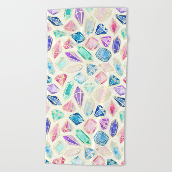 Watercolor Gems Intense Beach Towel