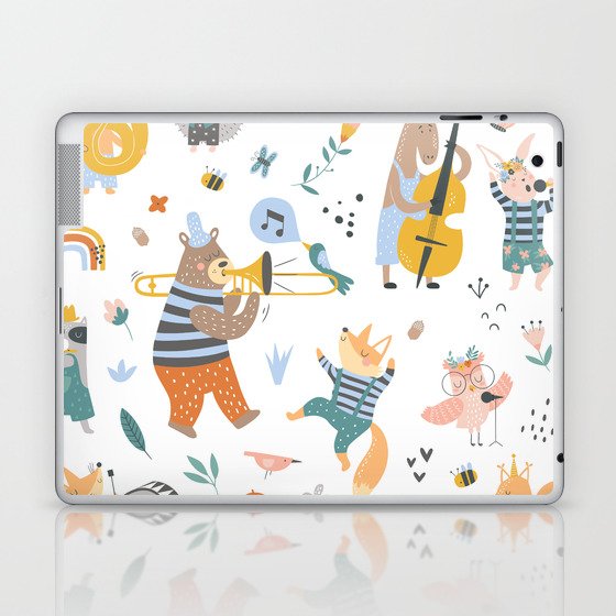Colorful cartoon style musical Animals 2  Laptop & iPad Skin