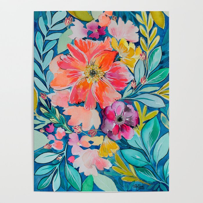 Frolicking Flowers Poster