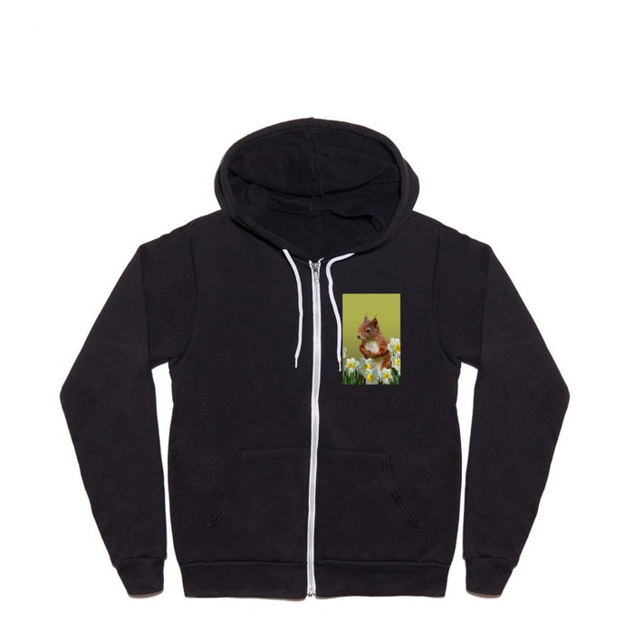 Squirrel with white daffodils Full Zip Hoodie
