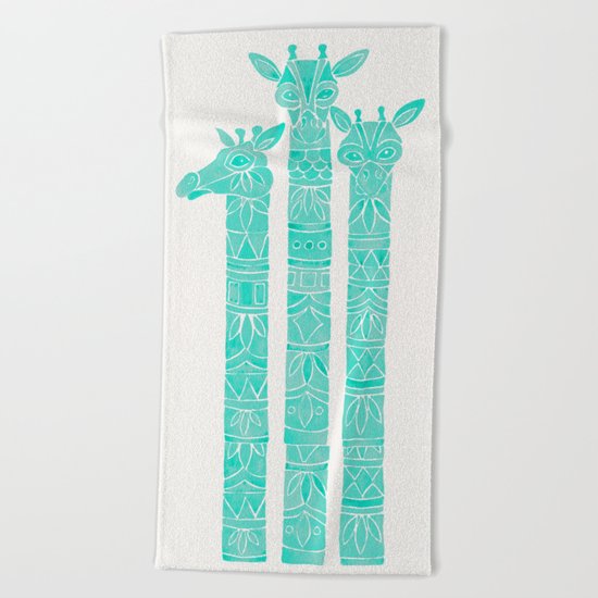 Giraffes – Turquoise Palette Beach Towel