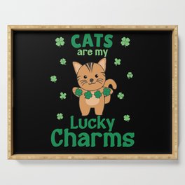 Cats Are My Lucky Charms St Patrick's Day Serving Tray