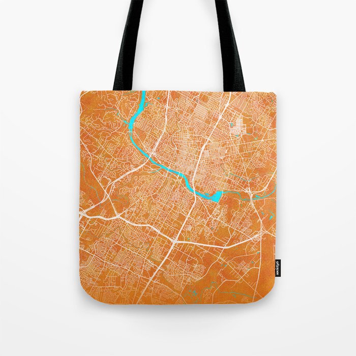 Austin, TX, USA, Gold, Blue, City, Map Tote Bag