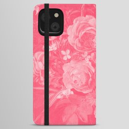 Vintage Flowers Deep Pink Floral iPhone Wallet Case