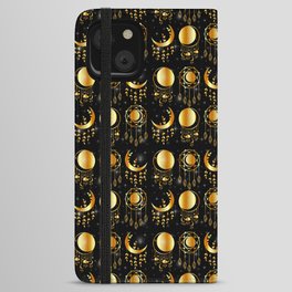 Mystic moon Decorative dream catchers in gold iPhone Wallet Case