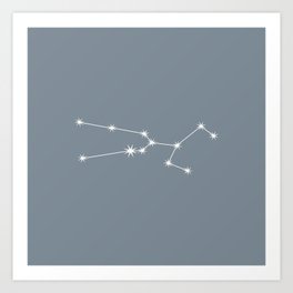 TAURUS Neutral Teal – Zodiac Astrology Star Constellation Art Print