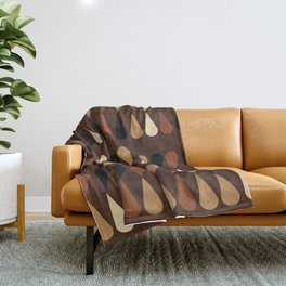 Brown mid century atomic 1950s leaf pattern Throw Blanket