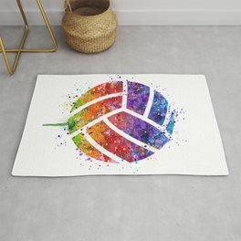 Volleyball Ball Colorful Watercolor Art Sports Gift Rug