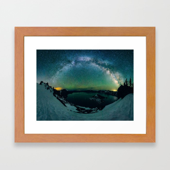 Galactic Rainbow over Crater Lake Framed Art Print