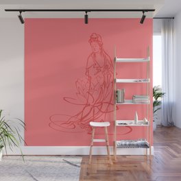 KWAN YIN WITH LOTUS FLOWER. GODDESS OF LOVE AND COMPASSION Wall Mural