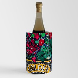 Wild Flowers in Golden Syrup Tin on Blue Wine Chiller