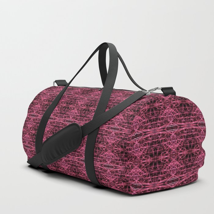 Liquid Light Series 48 ~ Red Abstract Fractal Pattern Duffle Bag