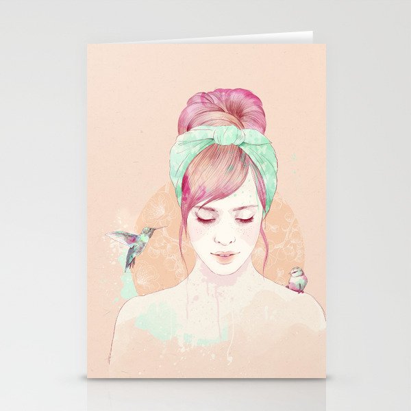 Pink hair lady Stationery Cards