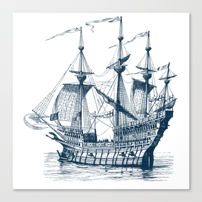 Blue vintage nautical wind sailing boat Leinwanddruck Blue vintage nautical wind sailing boat Leinwanddruck