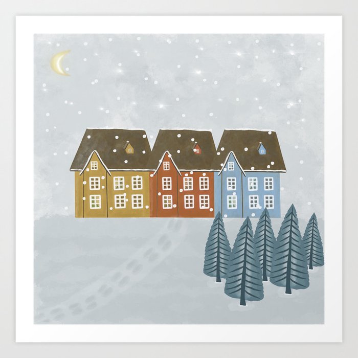 Winter houses Art Print