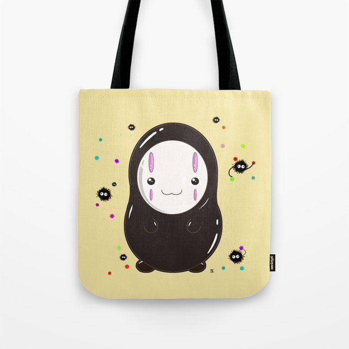 Spirited Away No Face Kawaii With Soot Sprites Tote Bag By Spirited Away No Face Kawaii With Soot Sprites Tote Bag