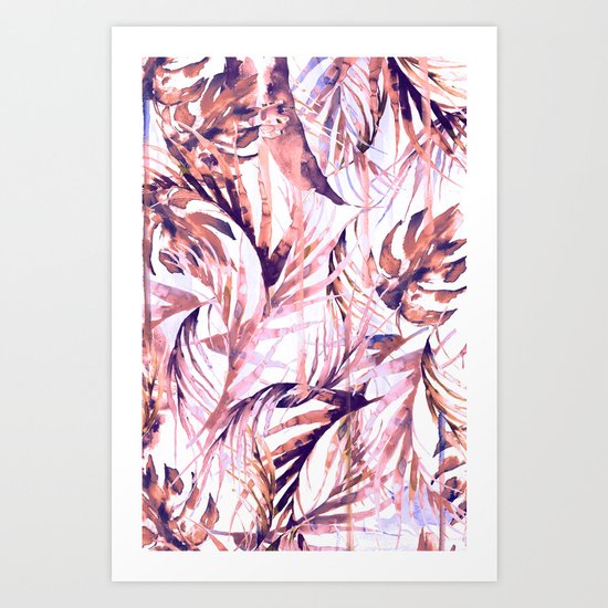 Coral Tropical Palms Art Print