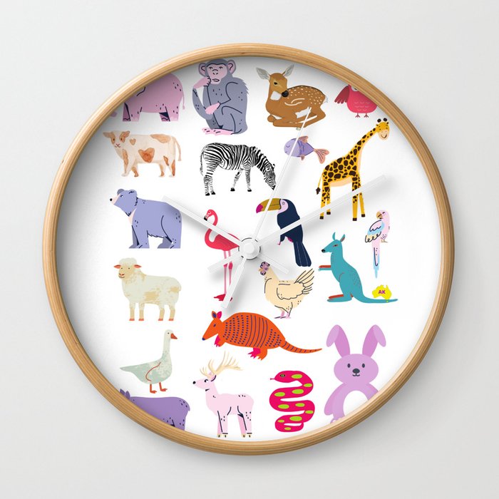 Little Animals Pattern Wall Clock