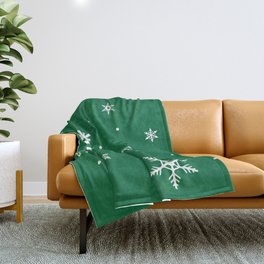 Green Christmas Vibes Pattern Crystal SnowFlakes Throw Blanket