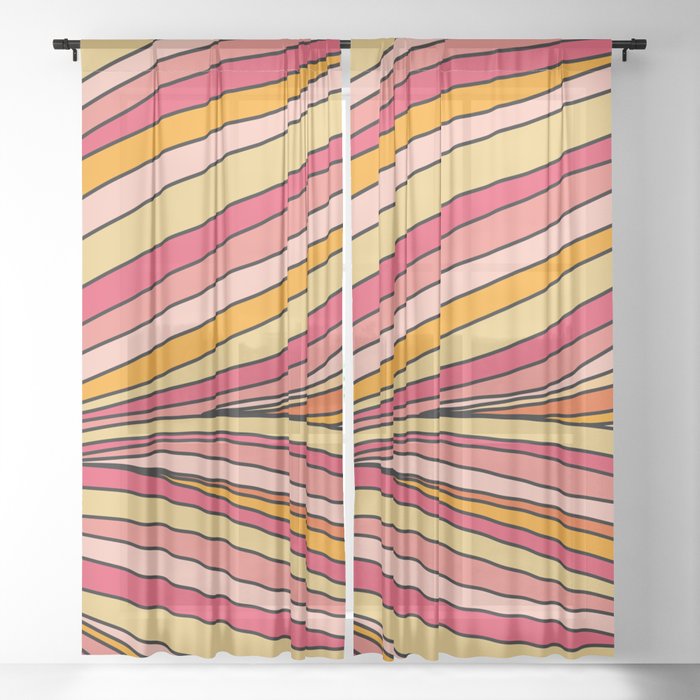 Sunset Waves Abstract Sheer Curtain