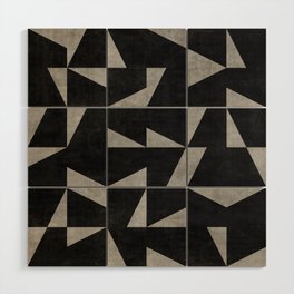 Mid-Century Modern Pattern No.12 - Black and Grey Concrete Wood Wall Art