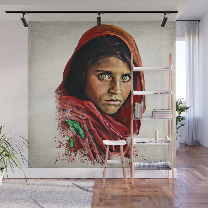 Afghan Girl - Sharbat Gula Painting Wall Mural by SwanDee