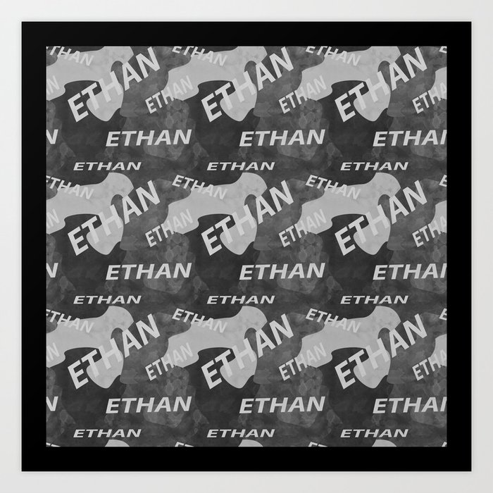 Ethan pattern in gray colors and watercolor texture Art Print