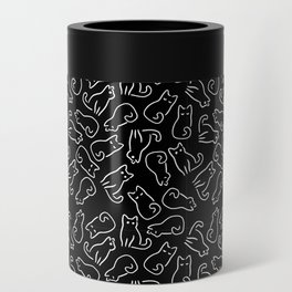 Minimalist Cats — White on Black Can Cooler