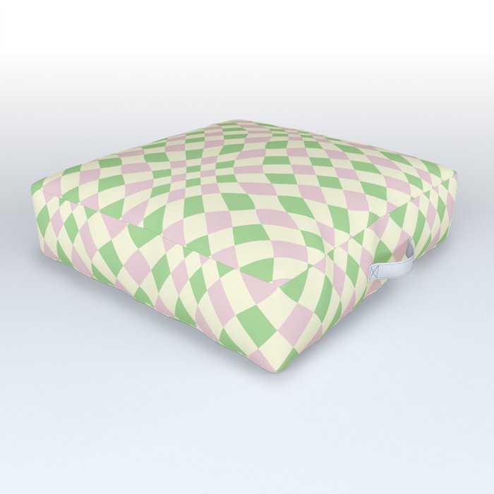 Warped Tiles Pattern (Pastel Pink & GreenColor Palette) Outdoor Floor Cushion