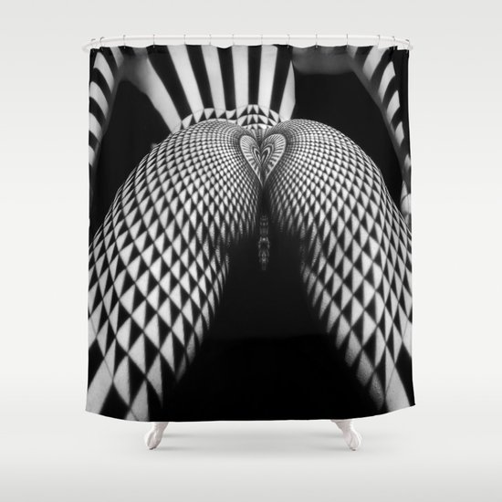0364 Nude Female Geometric Black White Naked Body Abstracted Sensual Sexy Erotic Art Shower Curtain By Artonline Society6