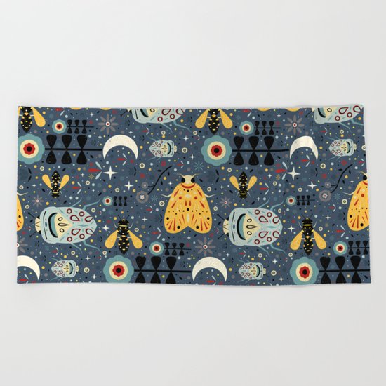 Midnight Bugs Beach Towel