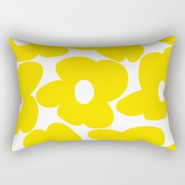 Large Yellow Retro Flowers on White Background #decor #society6 #buyart Rectangular Pillow