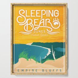 Sleeping Bear Dunes - Vintage Inspired Michigan Travel Poster Serving Tray
