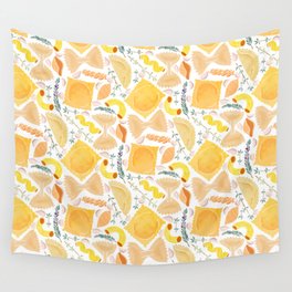 Pasta Pattern on White Wall Tapestry